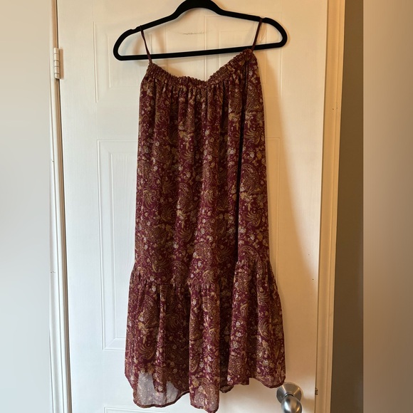 Uniqlo Women’s Joy of Print Chiffon Long Tiered Floral Red Skirt - Picture 5 of 6